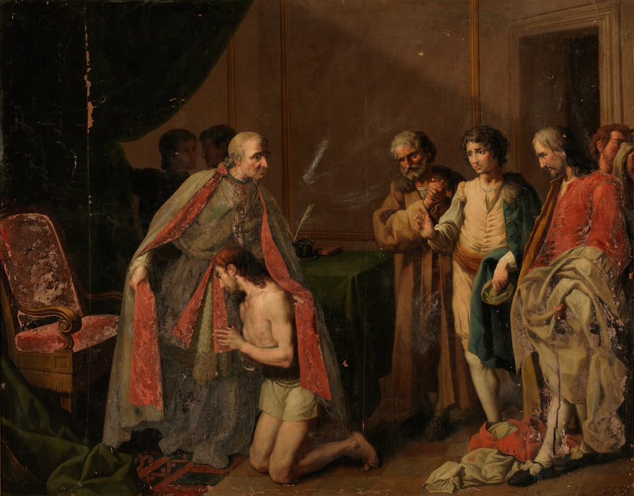 Saint François protégé par Mgr Guido d'Assise - Zacarías González Velázquez