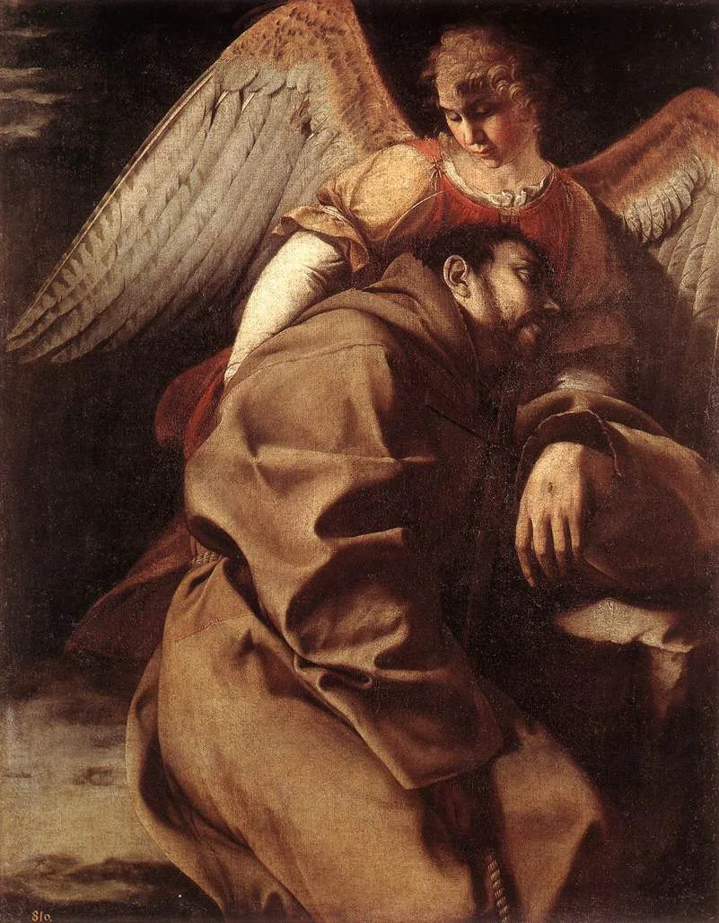Saint François soutenu par un ange - Orazio Gentileschi image 1 tableau peint à l’huile sur toile