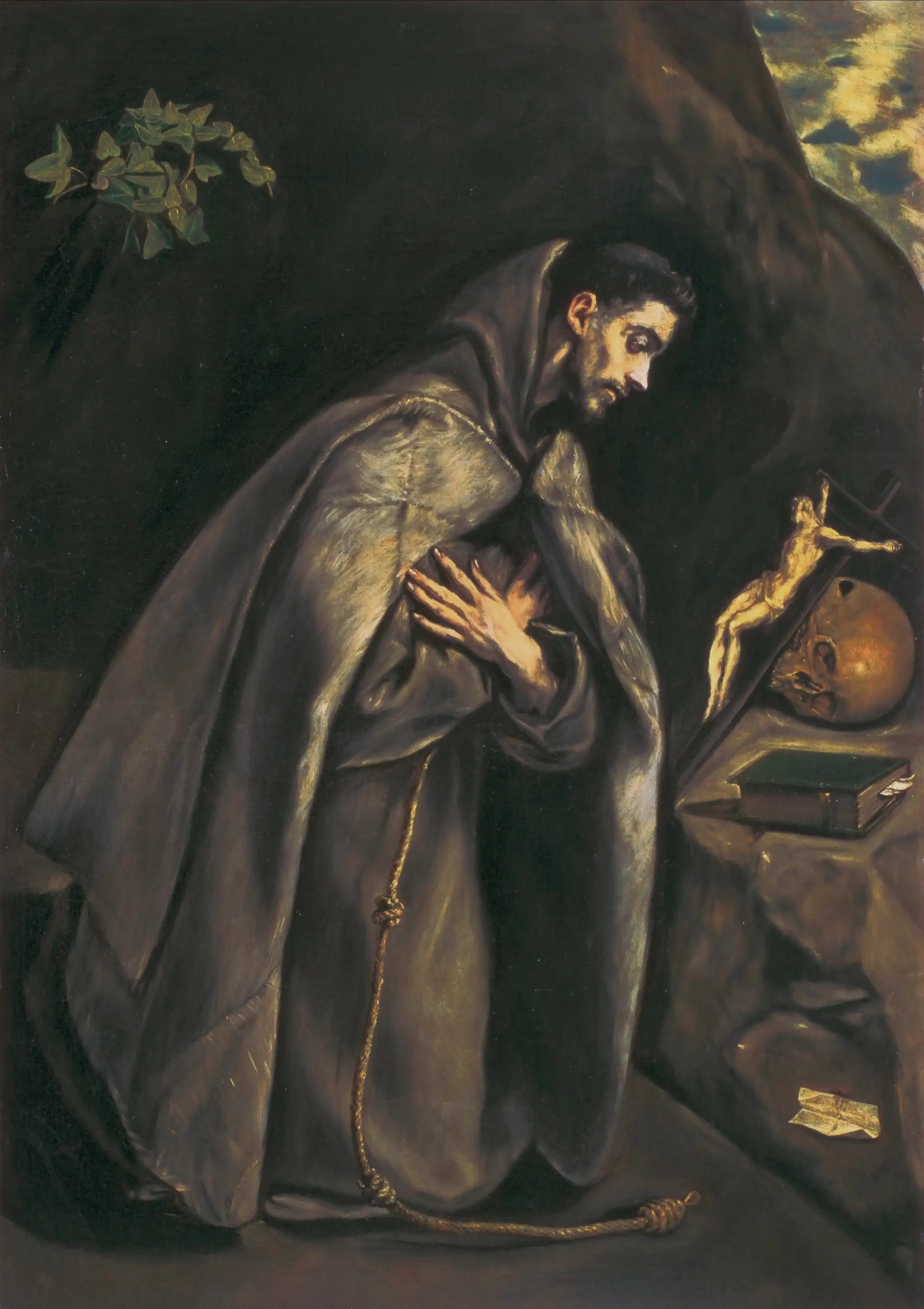 Saint François vénérant le Crucifix - El Greco image 1 copie de tableau peinte à la main