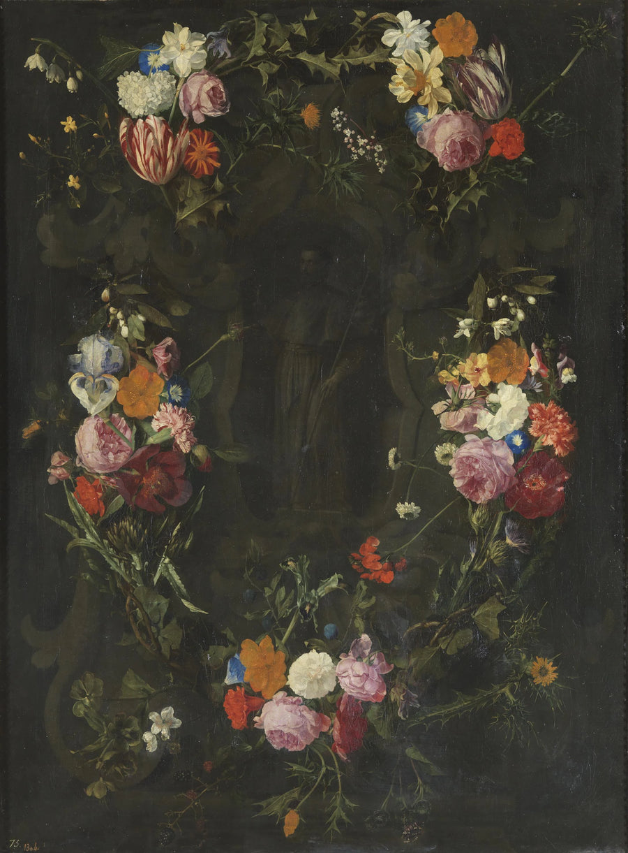 Saint François Xavier entouré d'une guirlande de fleurs - Daniel Seghers