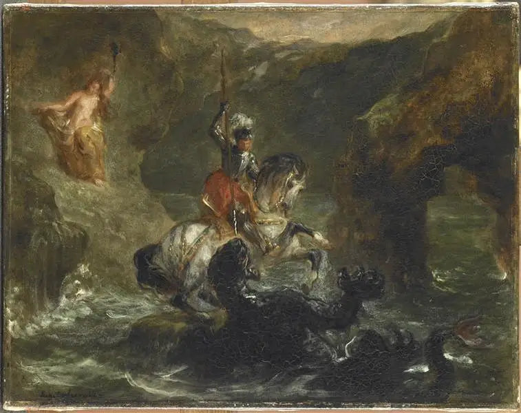Saint Georges combattant le dragon - Eugène Delacroix image 1 copie de tableau peinte à la main