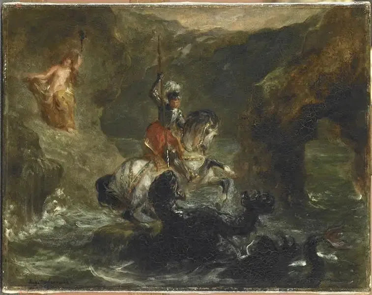 Saint Georges combattant le dragon - Eugène Delacroix image 2 tableau peint à l’huile sur toile