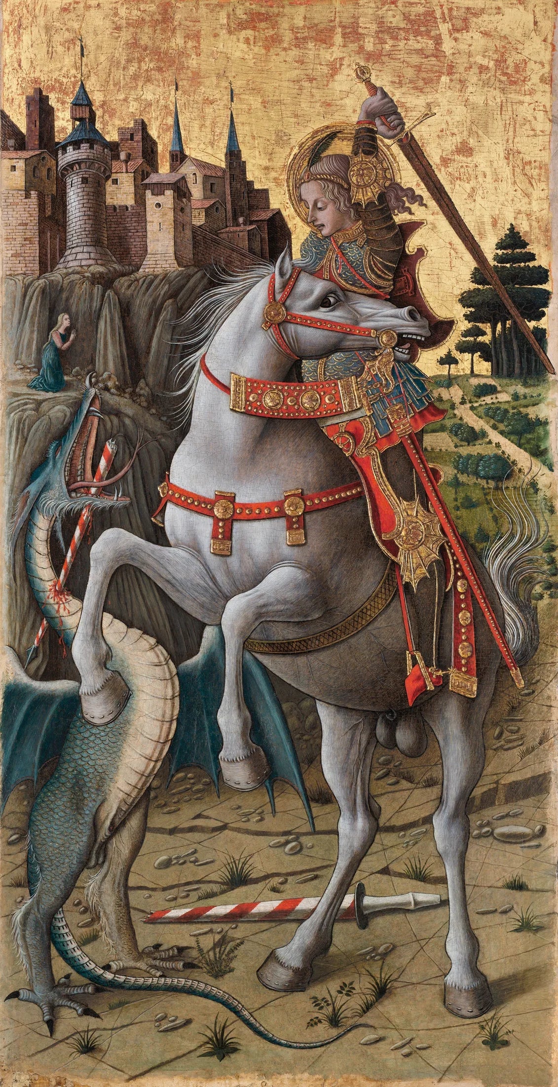 Saint Georges tuant le dragon - Carlo Crivelli image 1 reproduction artisanale de tableau