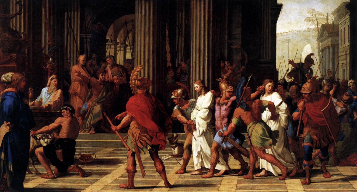 Saint Gervais et saint Protais arrivent devant Astasius refusant de sacrifier à Jupiter - Eustache Le Sueur image 1 reproduction réalisée par Alpha Reproduction