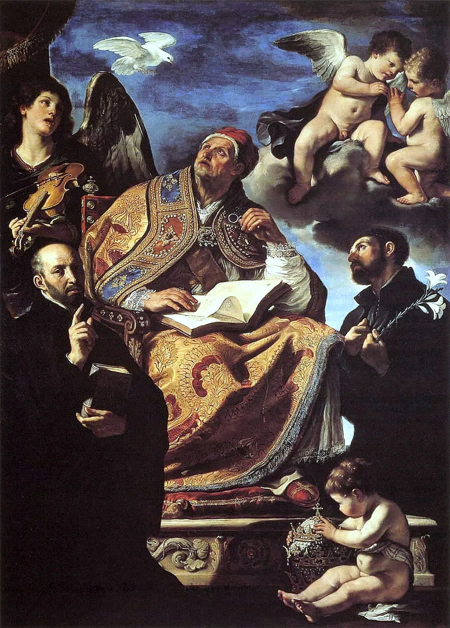 Saint Grégoire le Grand avec les saints jésuites - Guercino image 1 reproduction de peinture à l’huile