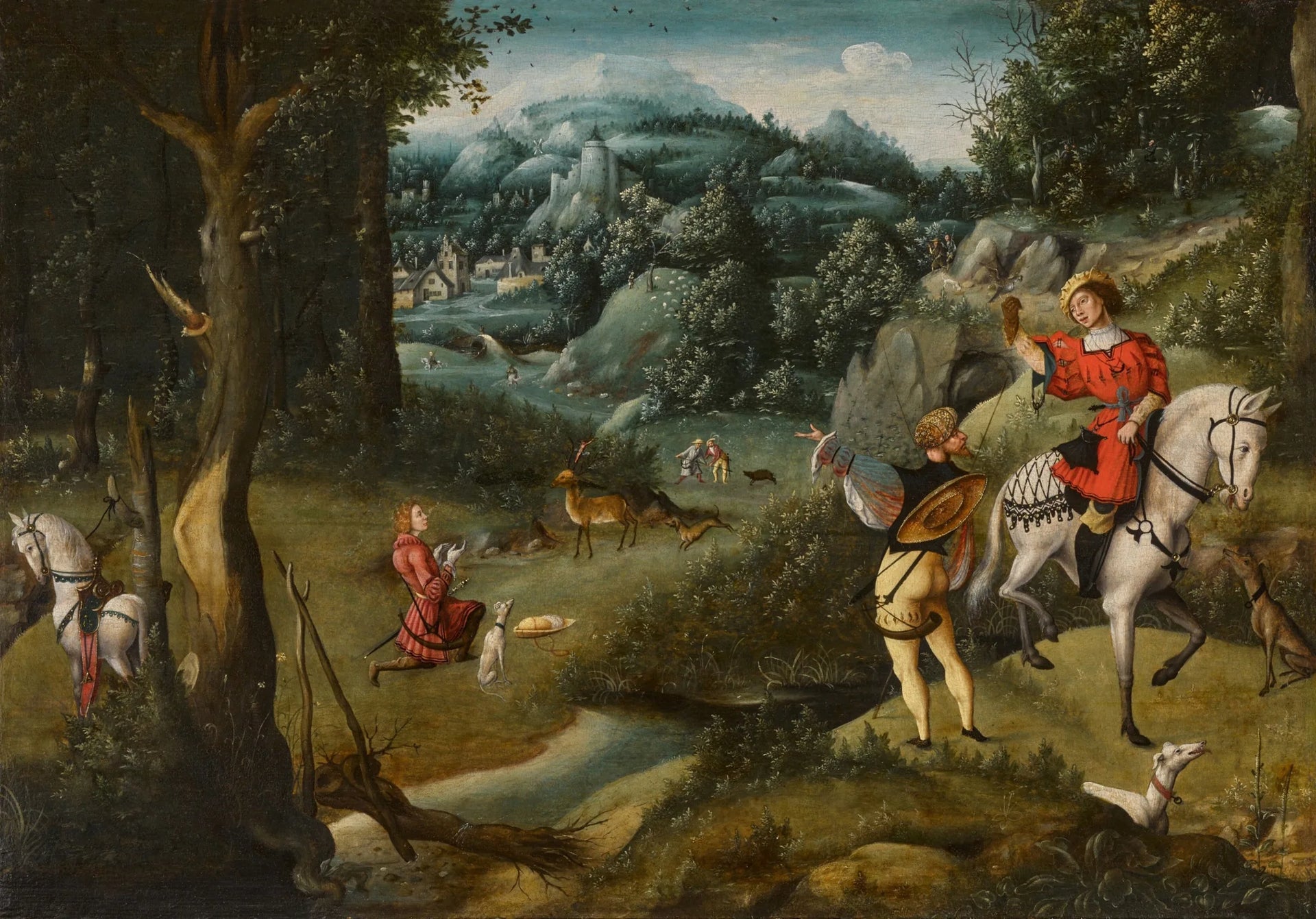 Saint Hubert dans un paysage - Jan Mostaert image 1 reproduction artisanale de tableau