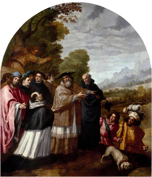 Saint Hugo accompagne saint Bruno et ses six compagnons jusqu'aux hauteurs de la Chartreuse. - Vincenzo Carducci image 1 reproduction d’œuvre d’art à l’huile