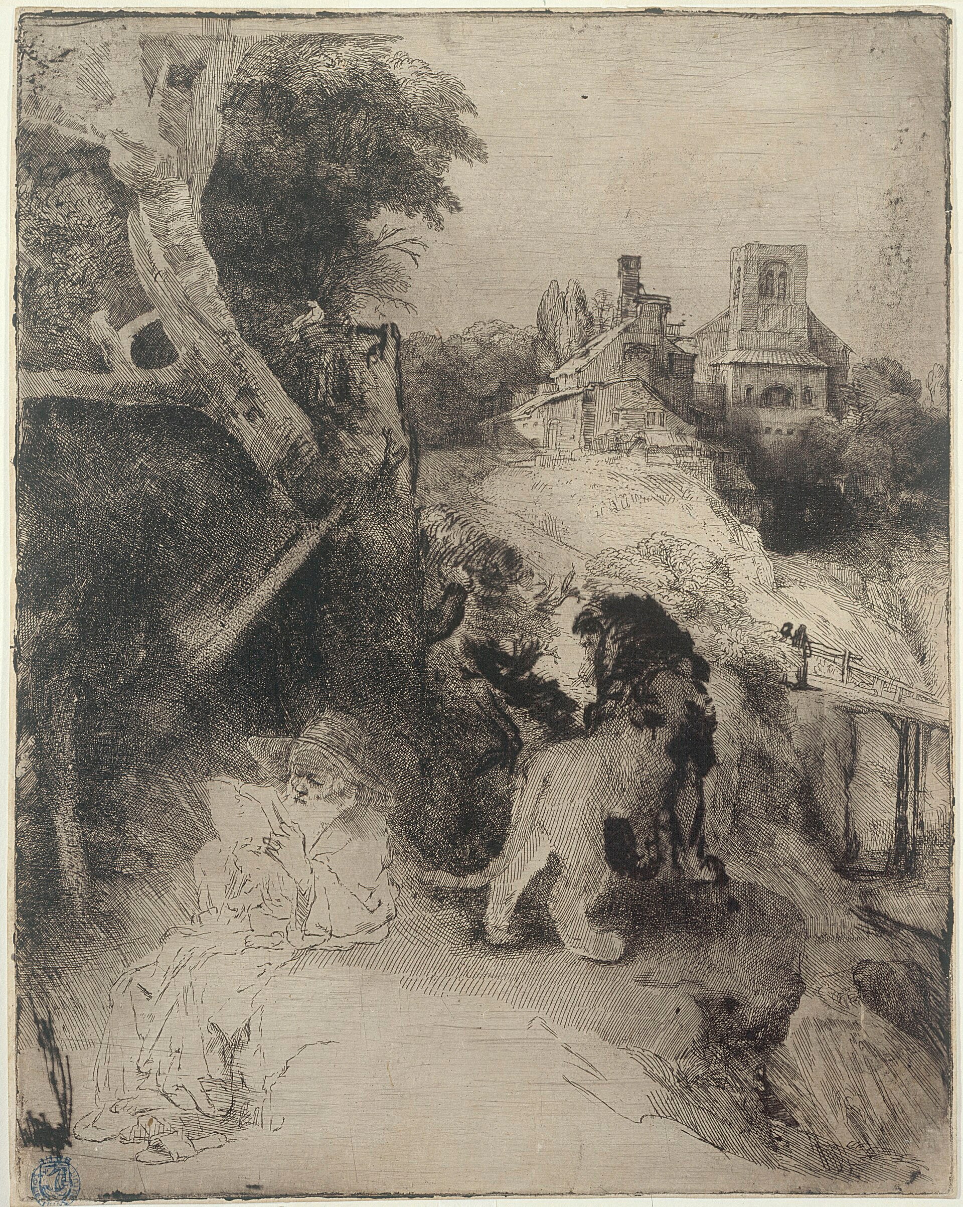 Saint Jérôme lisant dans un paysage - Rembrandt