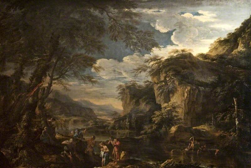 Saint Jean-Baptiste baptisant le Christ dans le Jourdain - Salvator Rosa