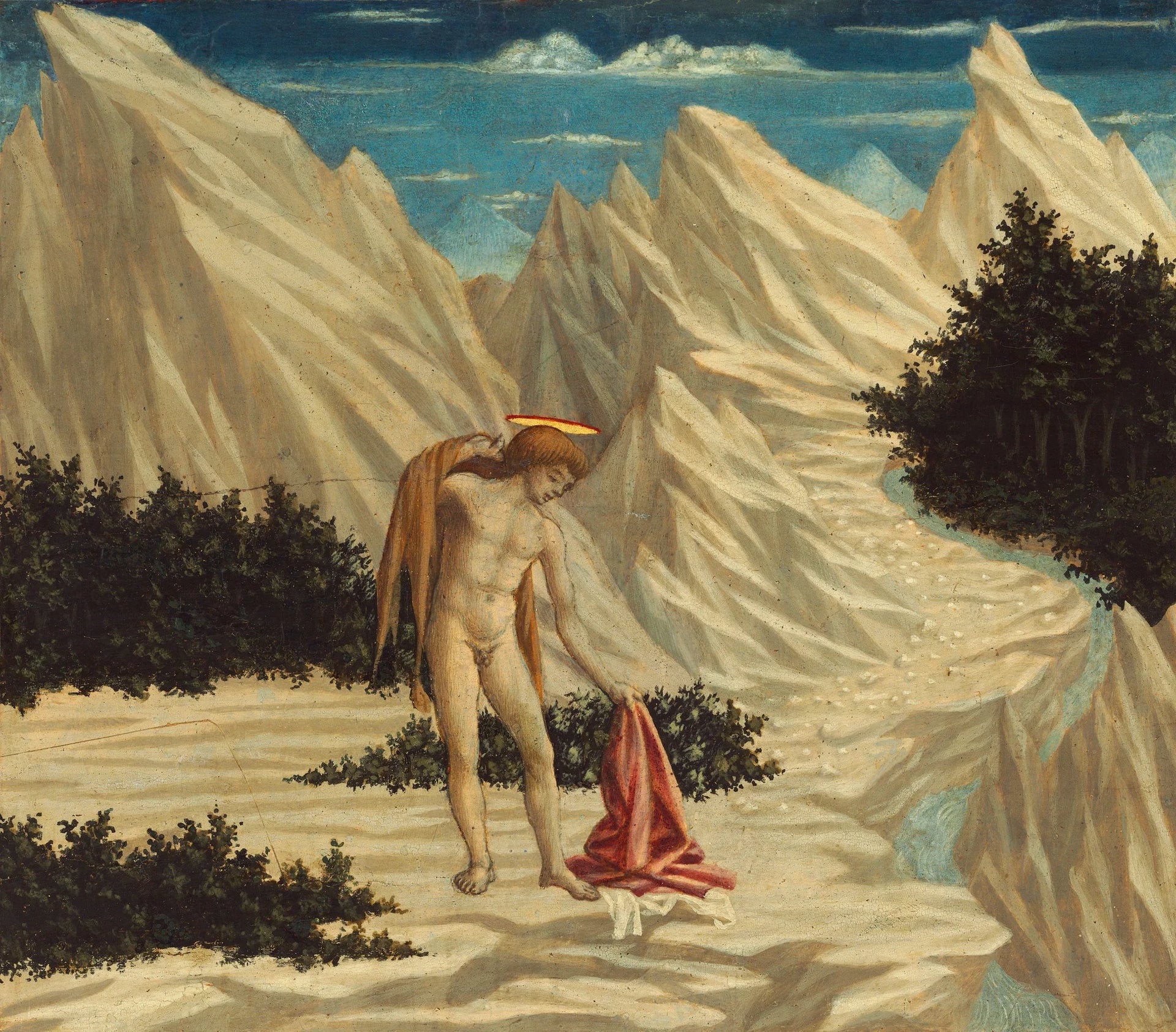 Saint Jean-Baptiste dans le désert - Domenico Veneziano image 1 copie de tableau peinte à la main