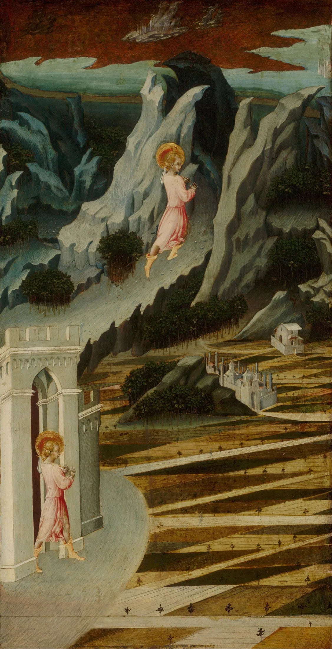 Saint Jean-Baptiste entrant dans le désert - Giovanni di Paolo image 1 reproduction artisanale de tableau