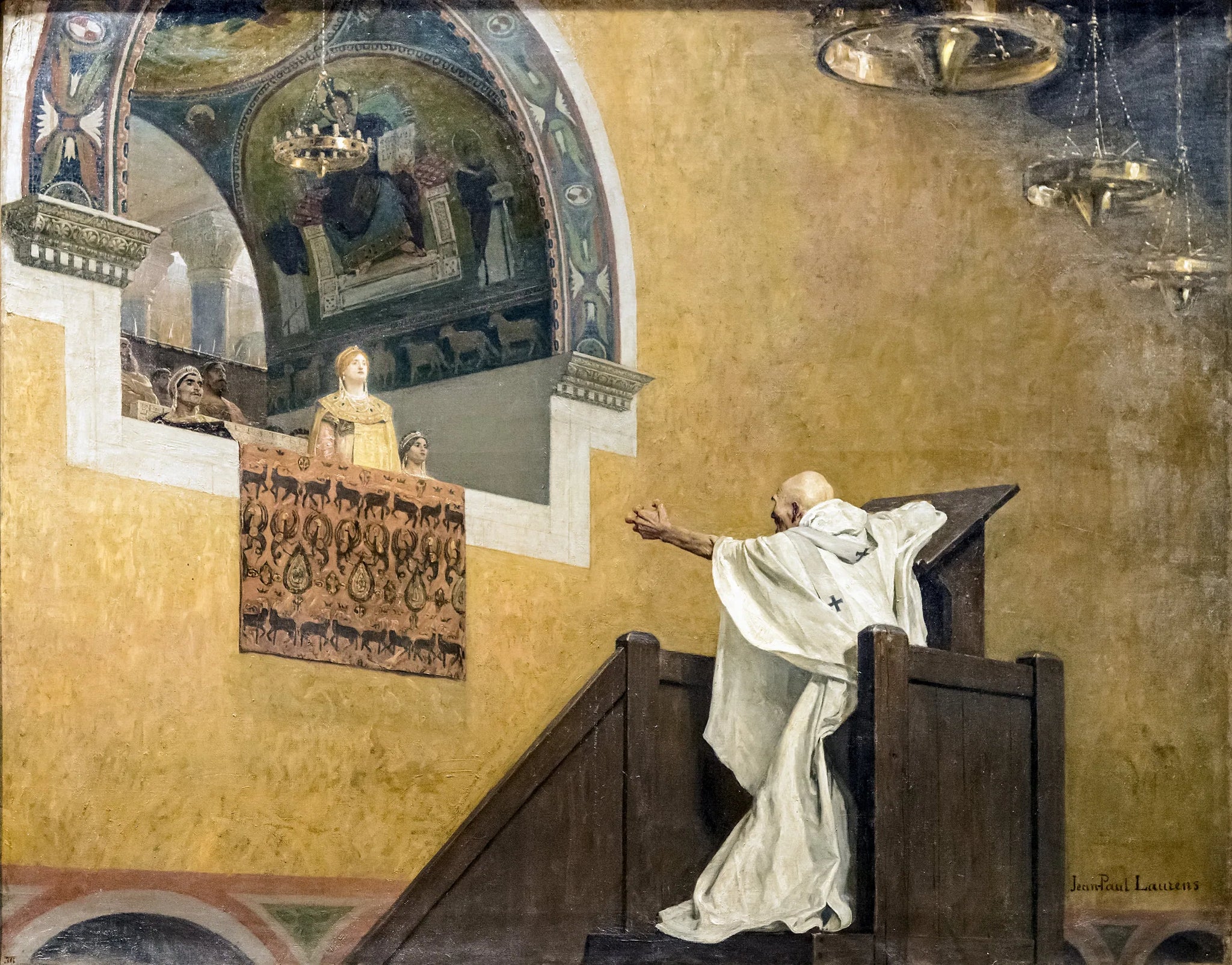 Saint Jean Chrysostome et l'Impératrice Eudoxie - Jean-Paul Laurens image 1 reproduction de peinture à l’huile