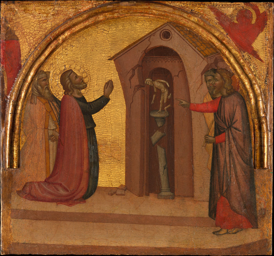 Saint Jean l'Évangéliste fait s'effondrer un temple païen - Francescuccio Ghissi (Francesco di Cecco Ghissi)