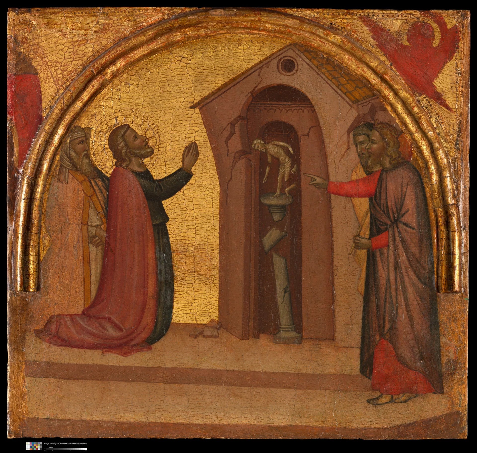 Saint Jean l'Évangéliste provoque l'effondrement d'un temple païen - Francescuccio Ghissi image 1 reproduction de peinture à l’huile