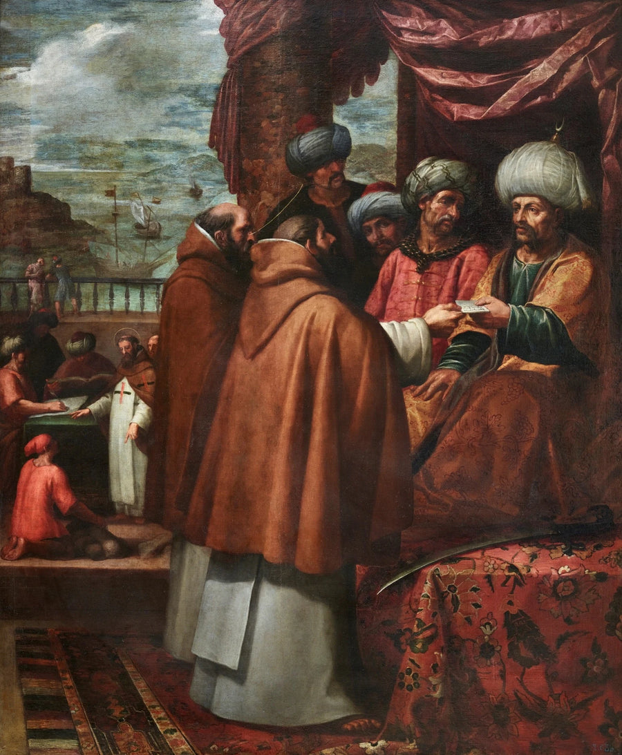 Saint Jean de Mata remet les lettres du Pape au roi du Maroc lors de la première rédemption - Vincenzo Carducci