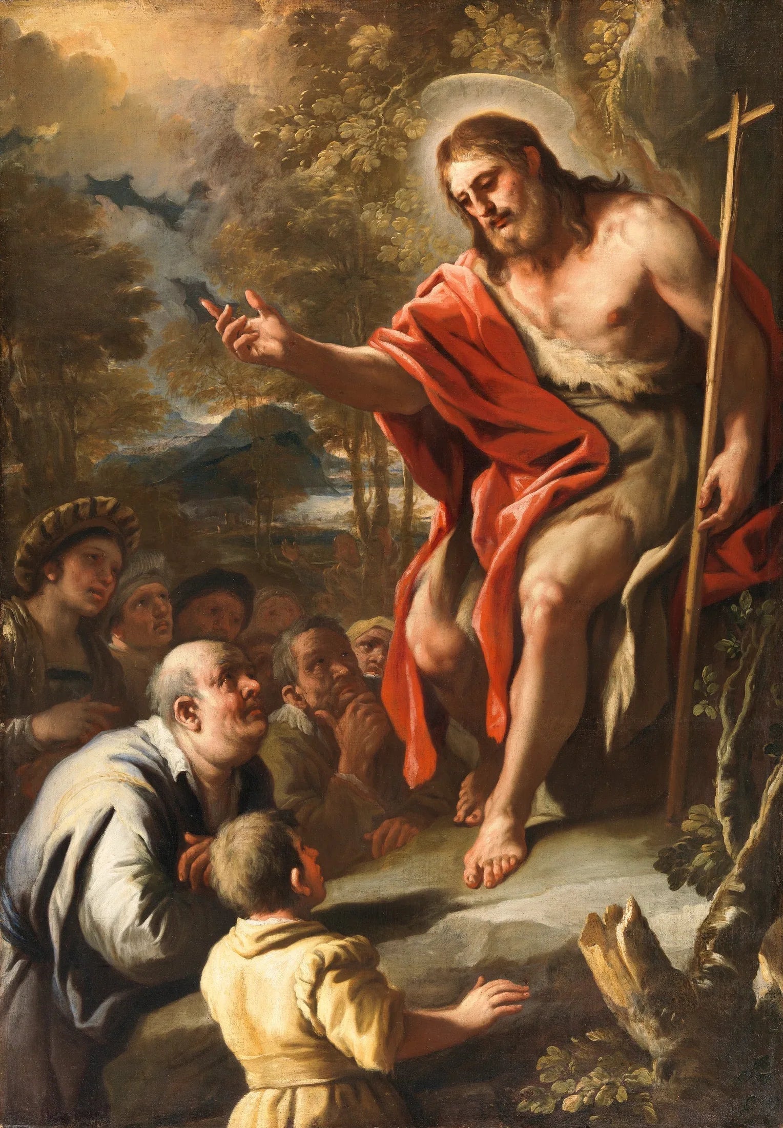 Saint Jean prêchant dans le désert - Luca Giordano image 1 copie peinte à la main à l’huile