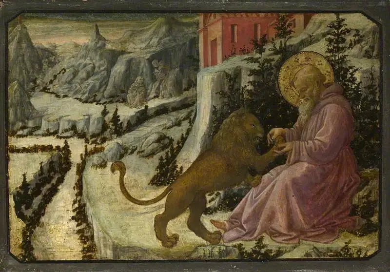 Saint Jerome and the Lion: Predella Panel - Fra Filippo Lippi