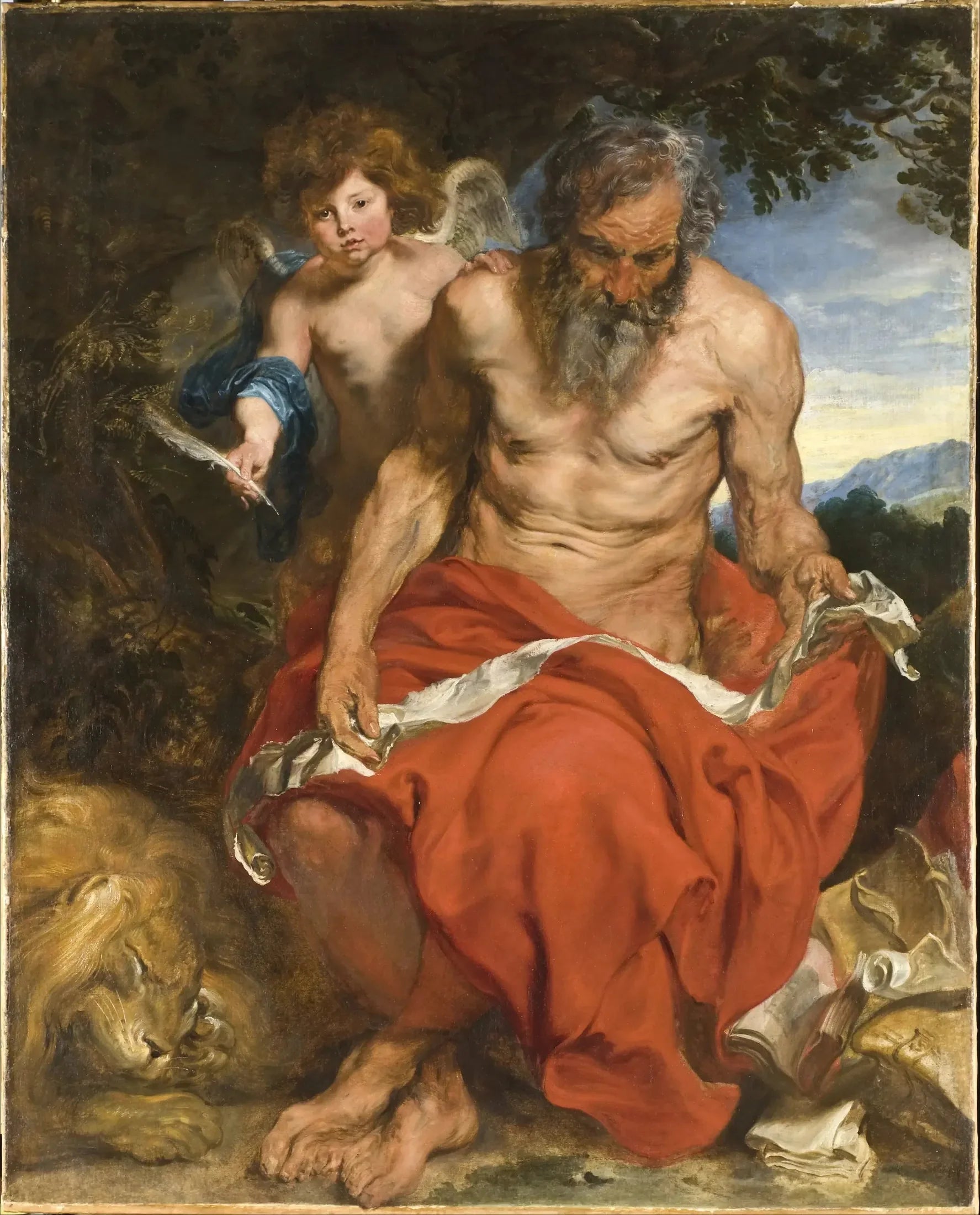 Saint Jérôme - Antoine van Dyck image 1 copie peinte à la main à l’huile