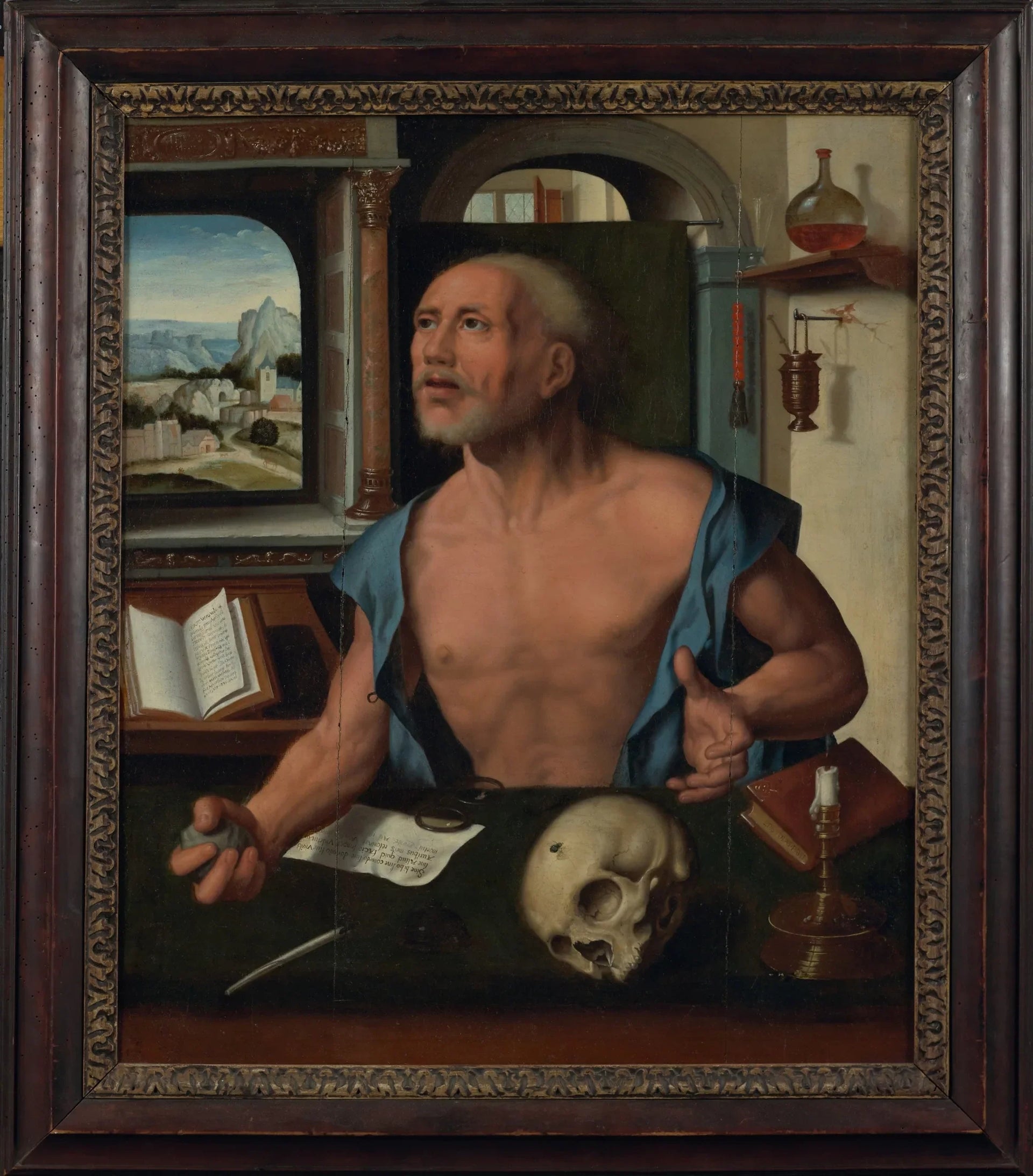 Saint Jérôme dans sa cellule - Joos van Cleve image 1 reproduction artisanale de tableau