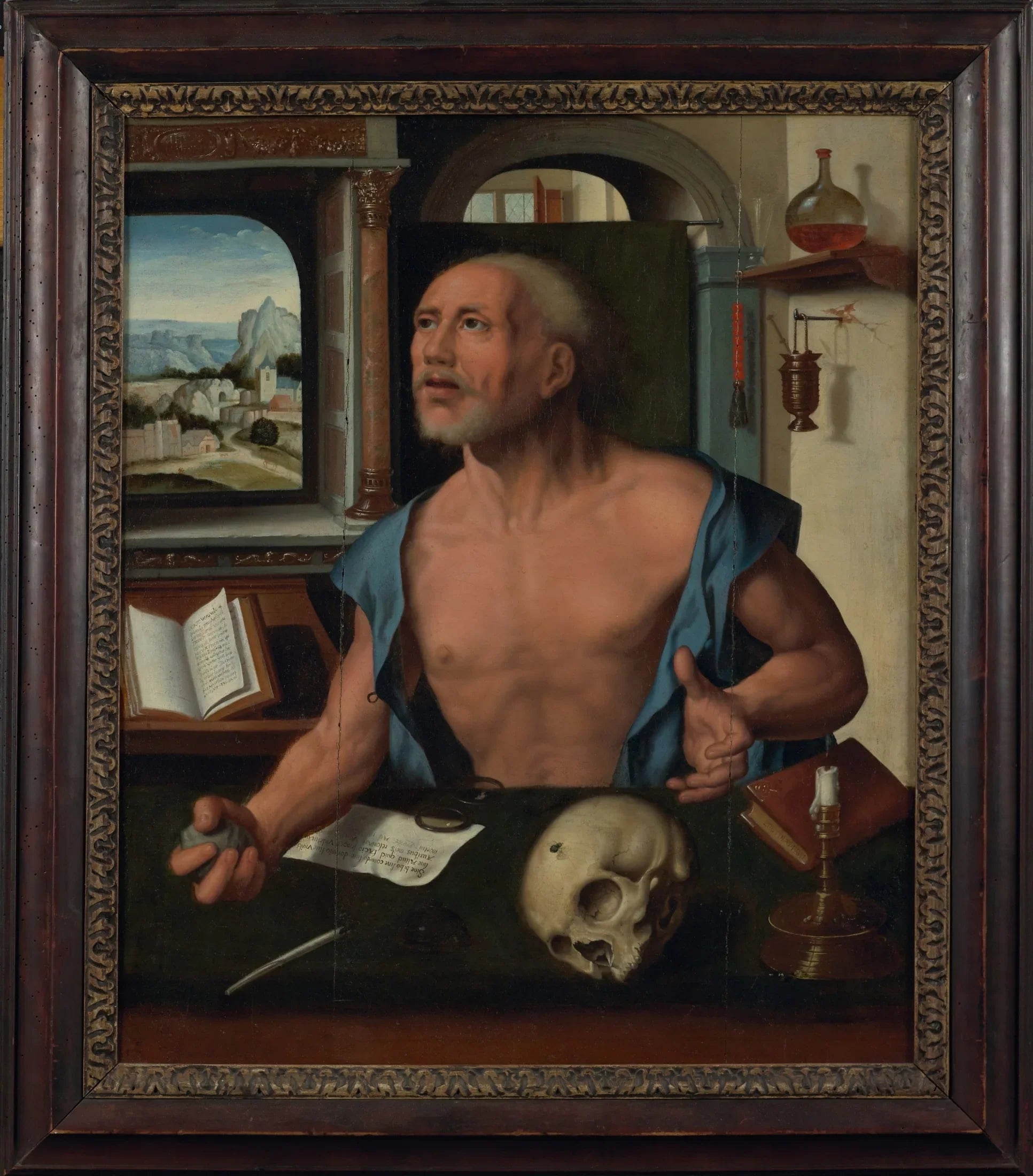 Saint Jérôme dans sa cellule - Joos van Cleve image 1 reproduction artisanale de tableau