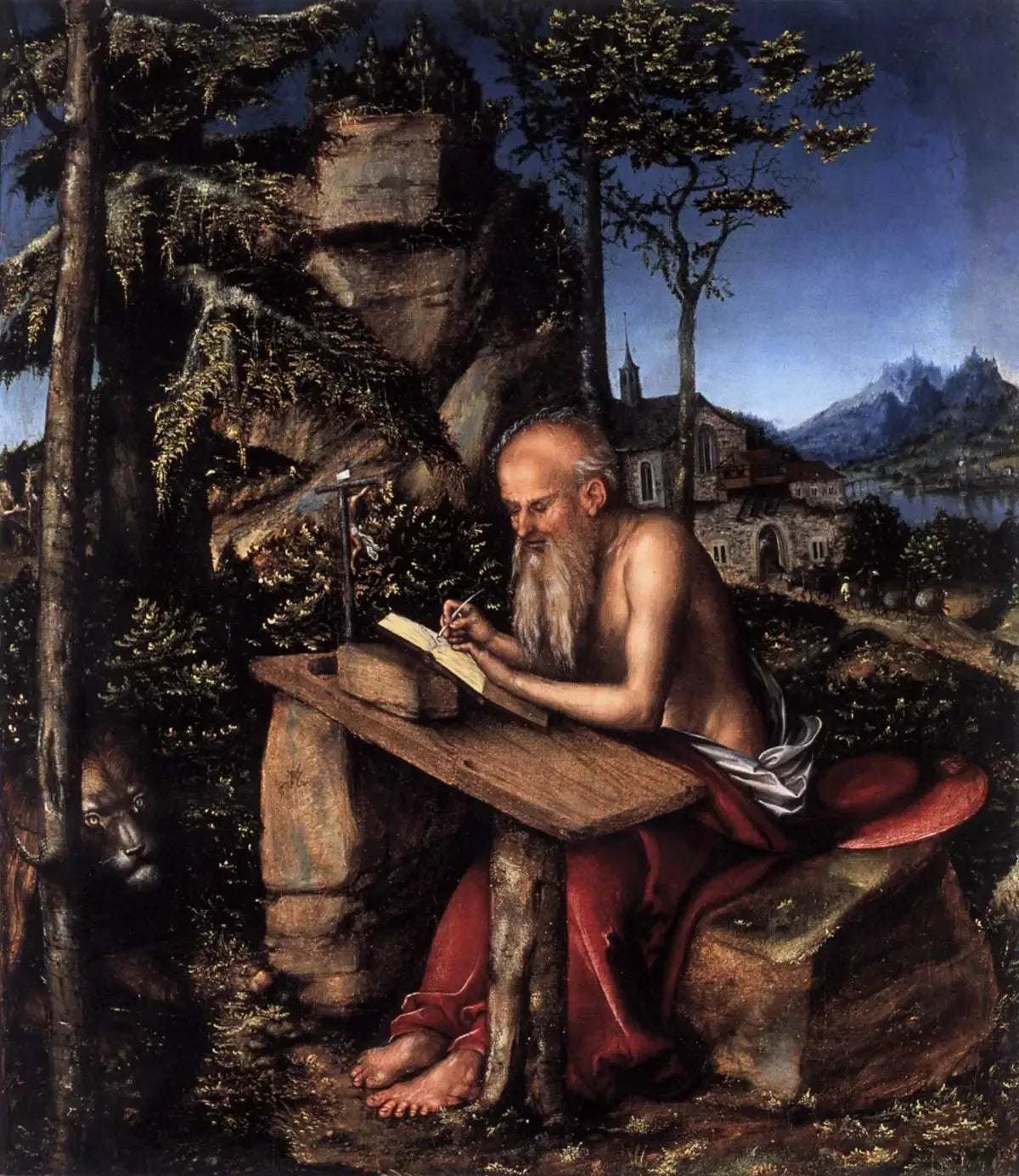 Saint Jérôme dans un paysage - Lucas Cranach the Elder image 1 tableau peint à l’huile sur toile
