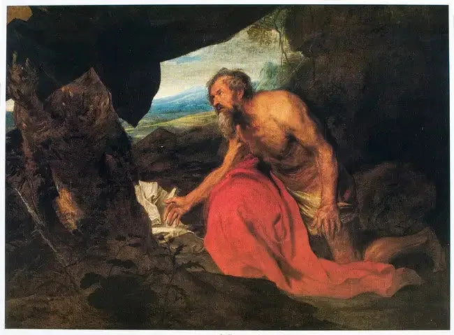 Saint Jérôme en ermite dans un paysage, lisant - Antoine van Dyck image 1 tableau peint à l’huile sur toile