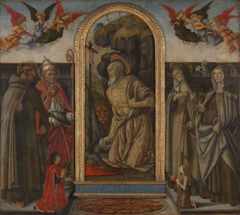 Saint Jérôme en pénitence avec les saints et les donateurs - Francesco Botticini