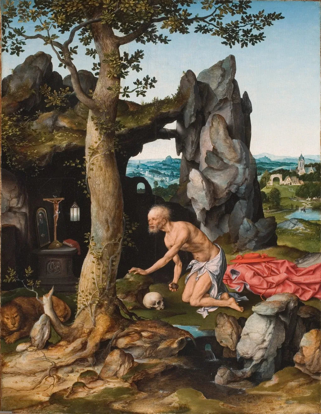 Saint Jérôme en pénitent dans le désert - Joos van Cleve image 1 tableau peint à l’huile sur toile