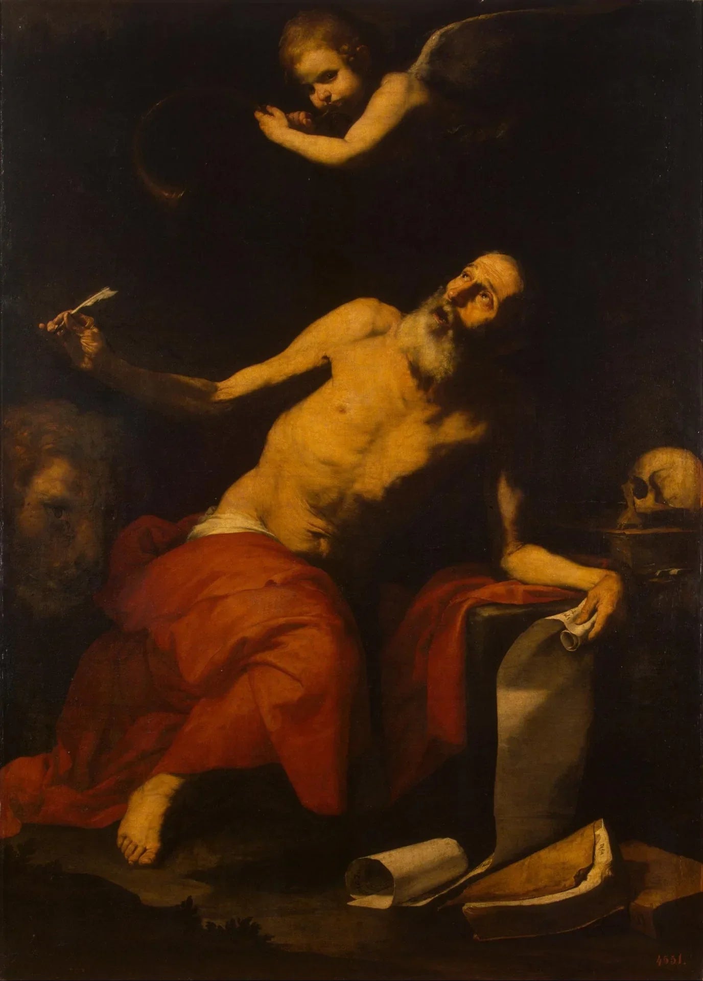Saint Jérôme et l'Ange - Jusepe de Ribera image 1 copie peinte à la main à l’huile