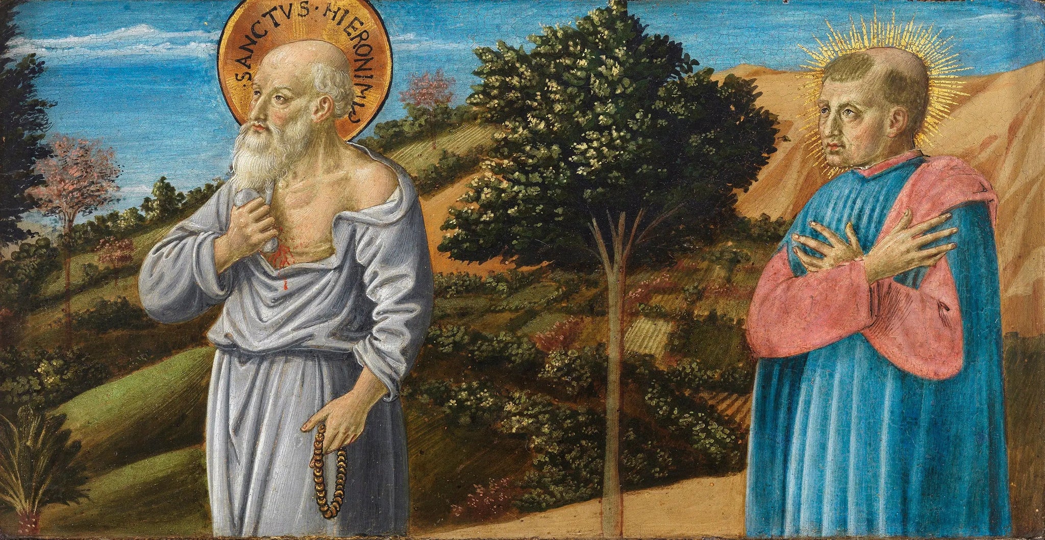 Saint Jérôme et le bienheureux Bartolo Buompedoni de San Giminiano - Benozzo Gozzoli image 1 reproduction artisanale de tableau