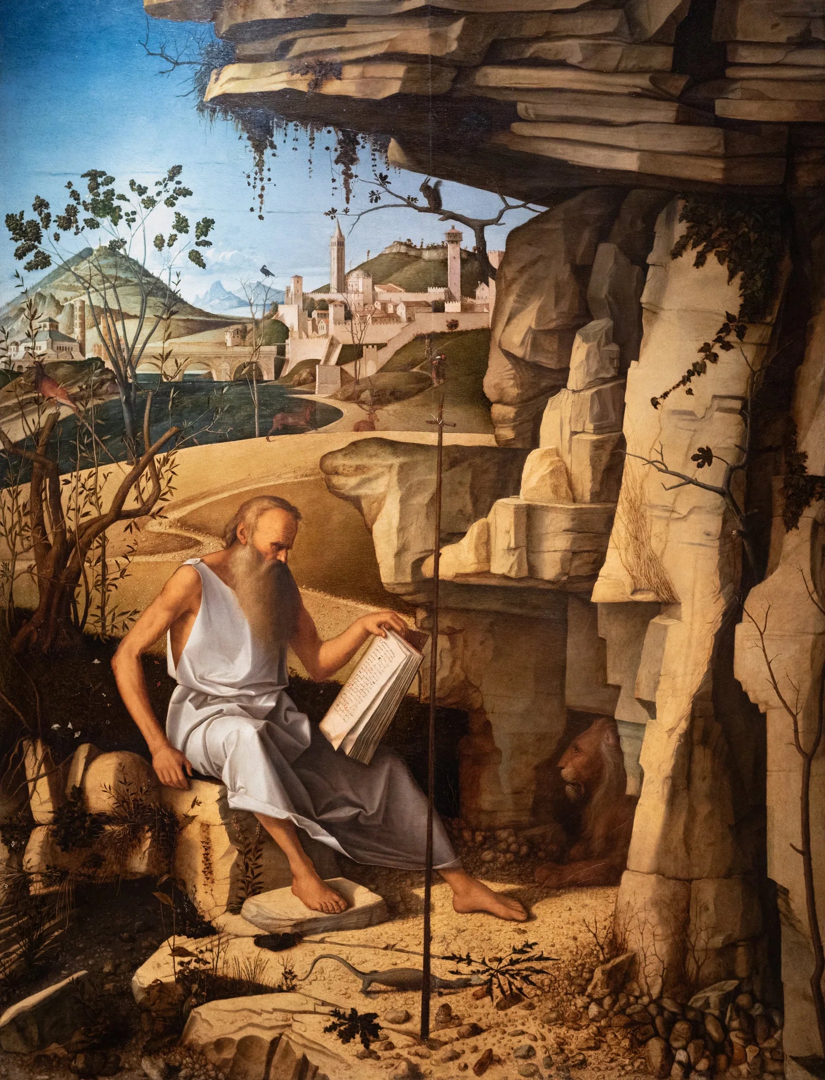 Saint Jérôme lisant dans le désert - Giovanni Bellini image 1 reproduction de peinture à l’huile