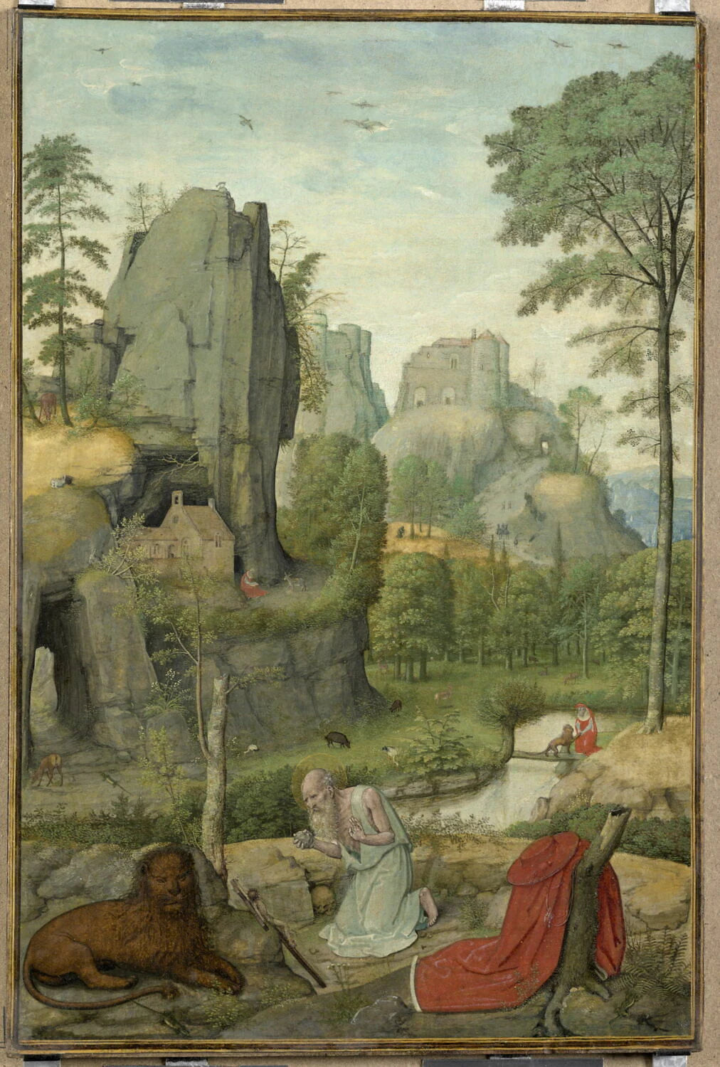 Saint Jérôme pénitent dans un paysage avec l'épisode du lion qu'il guérit - Simon Bening