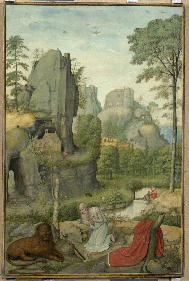 Saint Jérôme pénitent dans un paysage avec l'épisode du lion qu'il guérit - Simon Bening