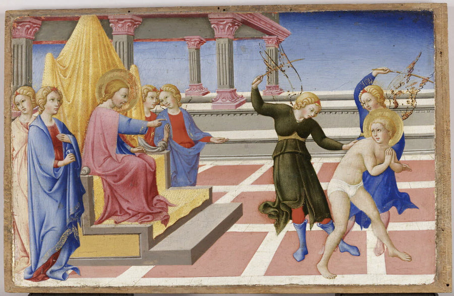 Saint Jérôme rêve qu'il est flagellé par deux anges sur l'ordre du Christ - Sano di Pietro