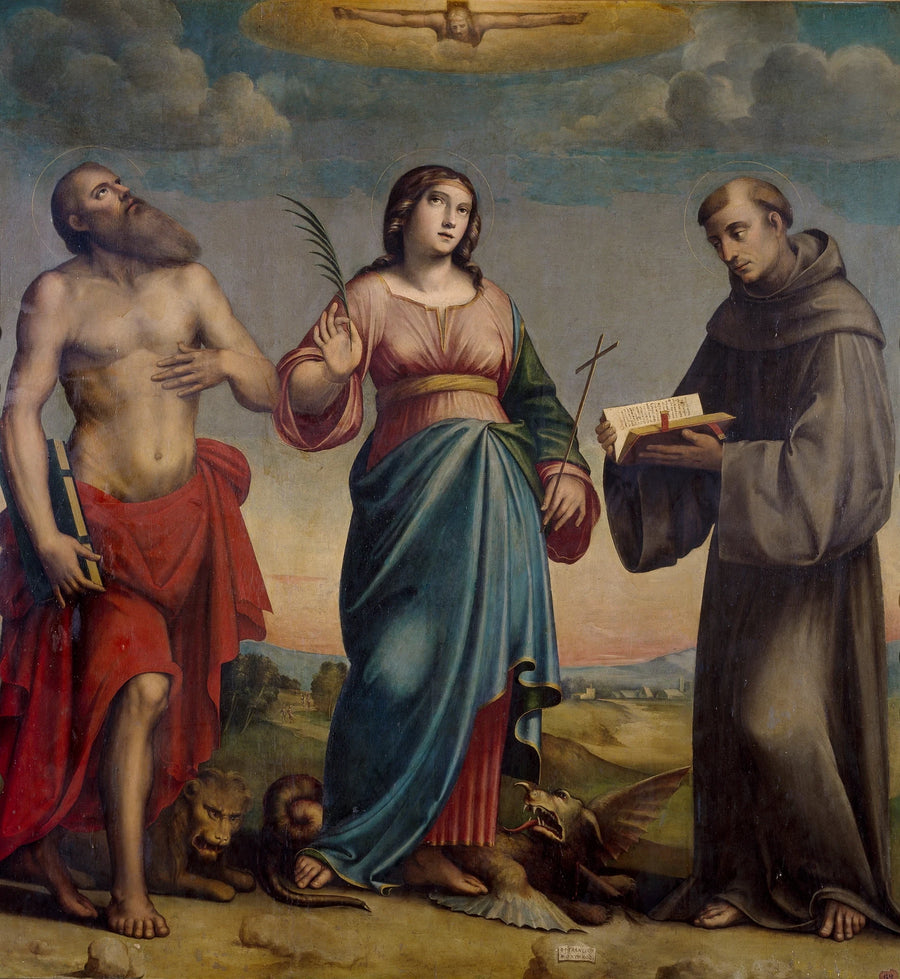 Saint Jérôme, Sainte Marguerite et Saint François - Giulio Francia|Giacomo Raibolini