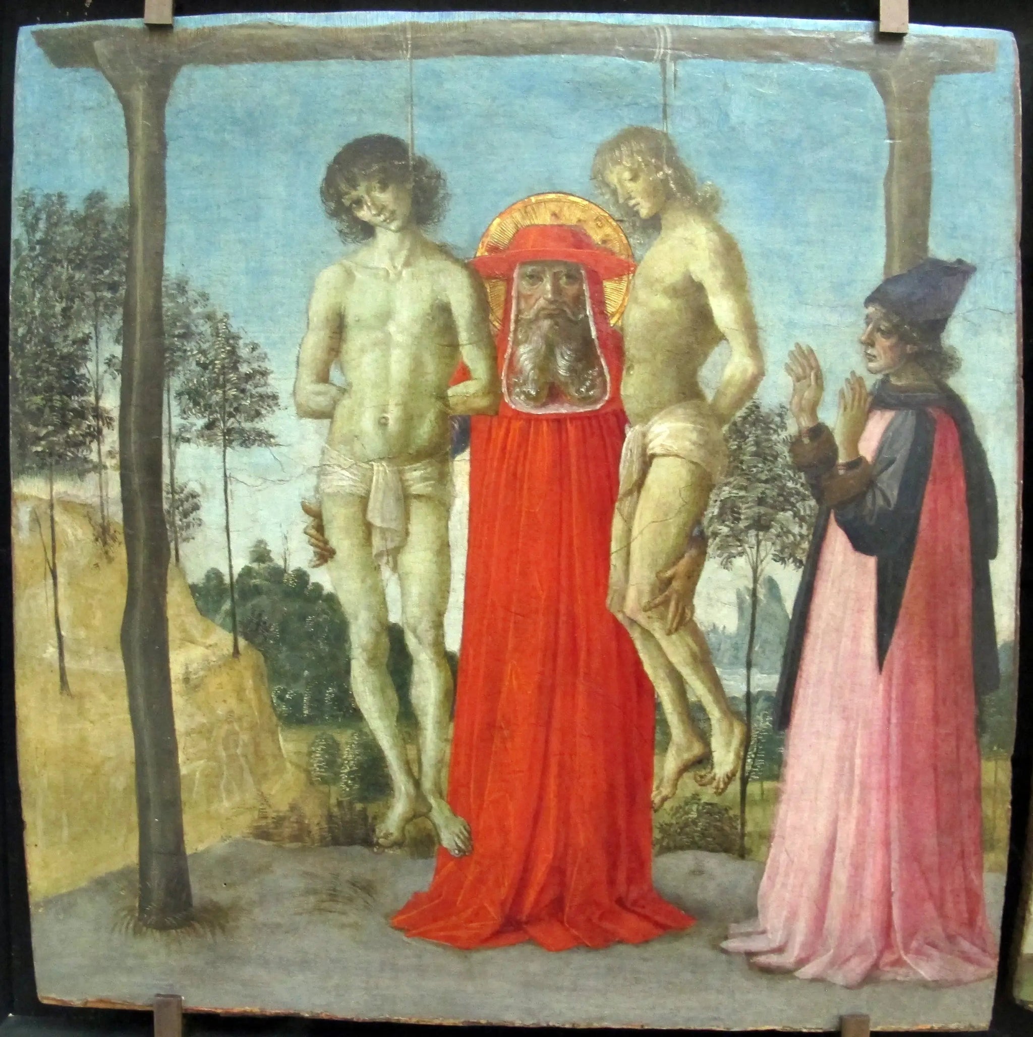 Saint Jérôme soutenant deux jeunes pendus - Pietro Perugino image 1 copie de tableau peinte à la main