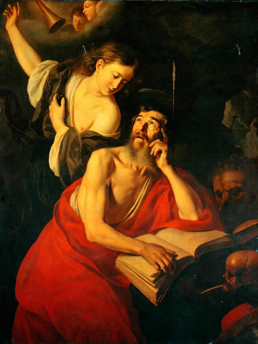 Saint Jérôme visité par les anges - Jusepe de Ribera image 1 reproduction artisanale de tableau
