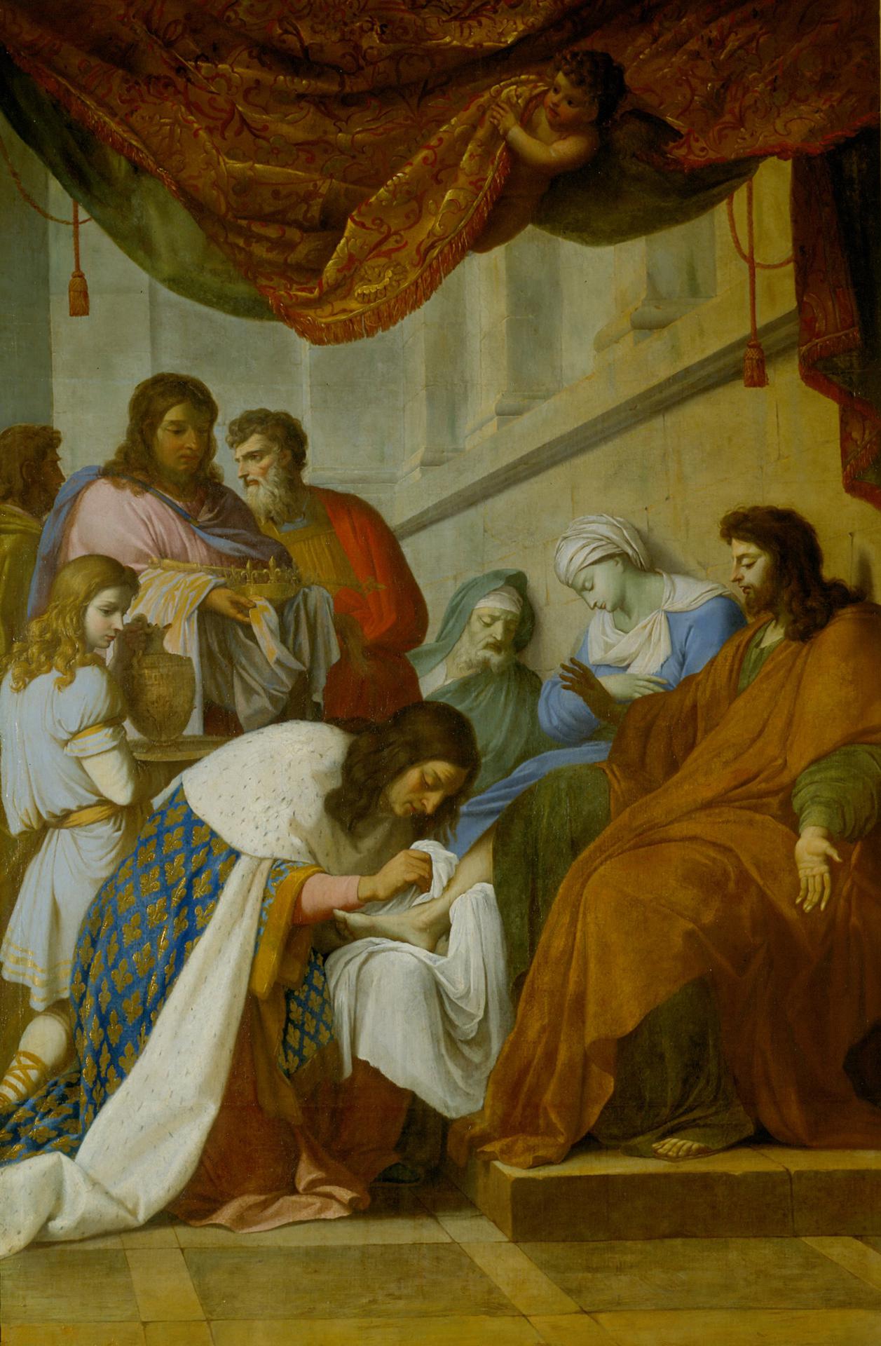 Saint Louis soignant les malades - Eustache Le Sueur image 1 reproduction artisanale de tableau