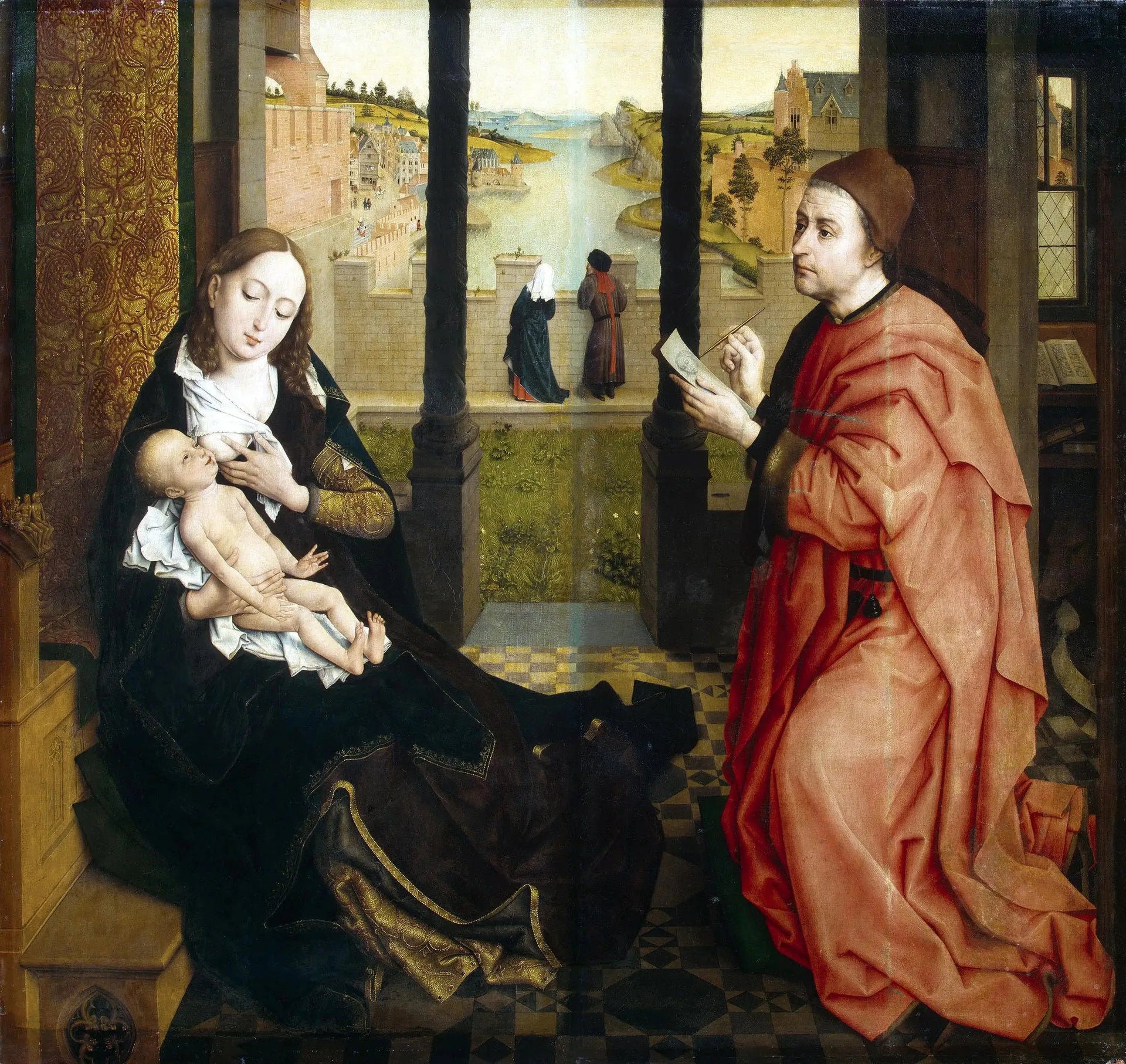 Saint Luc dessinant la Vierge - Rogier van der Weyden image 1 copie de tableau peinte à la main