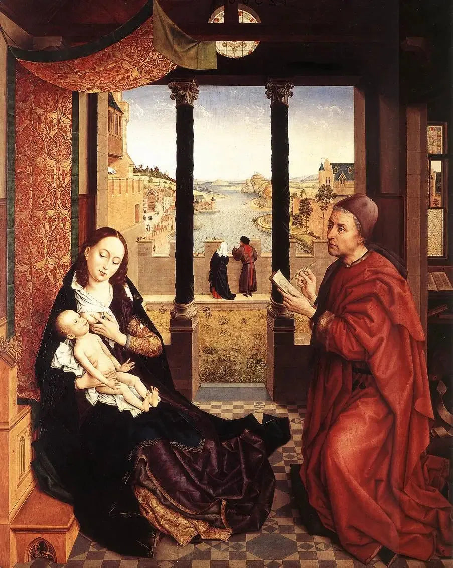 Saint Luc dessinant le portrait de la Madone - Rogier van der Weyden image 1 copie de tableau peinte à la main