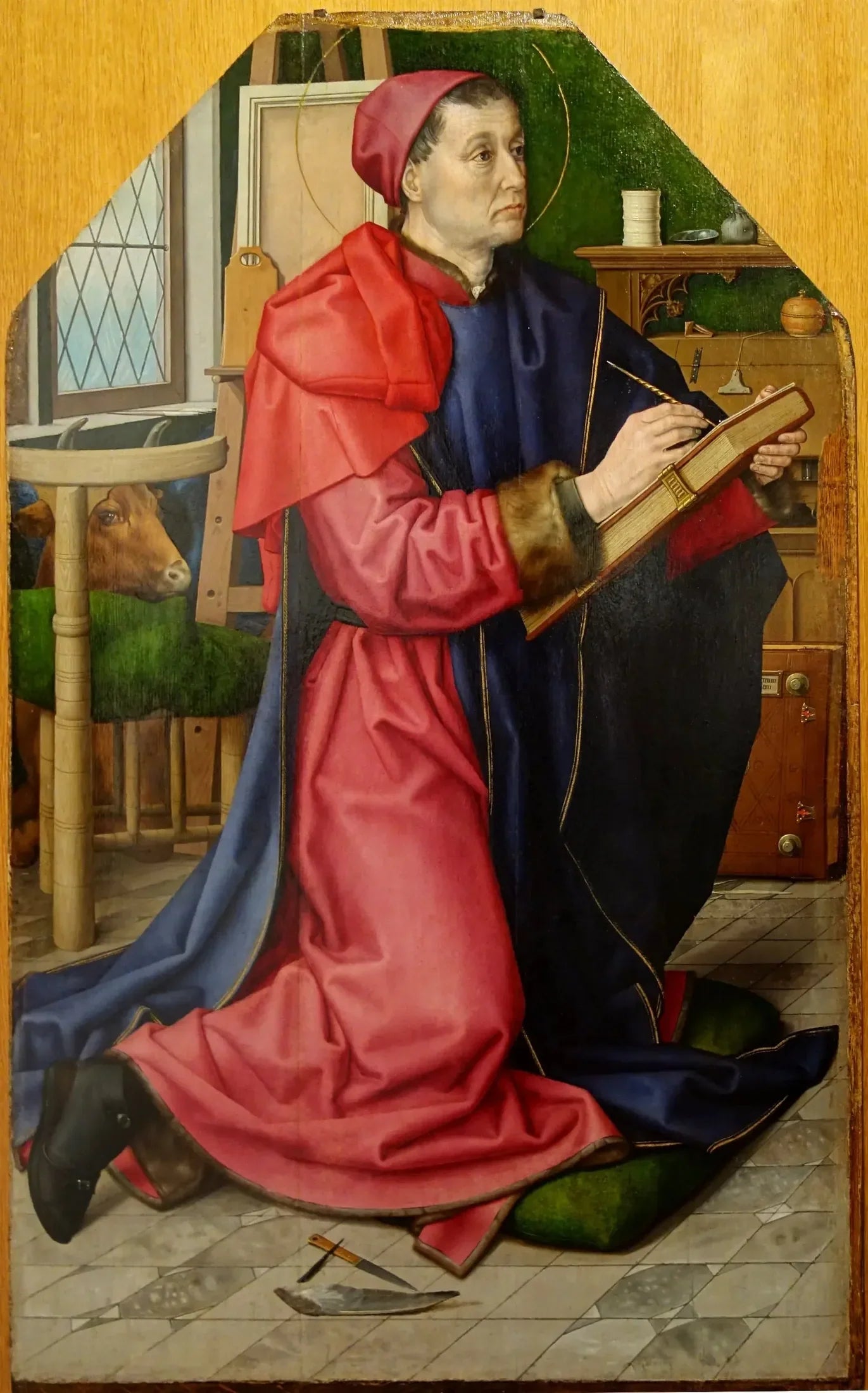 Saint Luc peignant la Vierge - Hugo van der Goes image 1 copie peinte à la main à l’huile