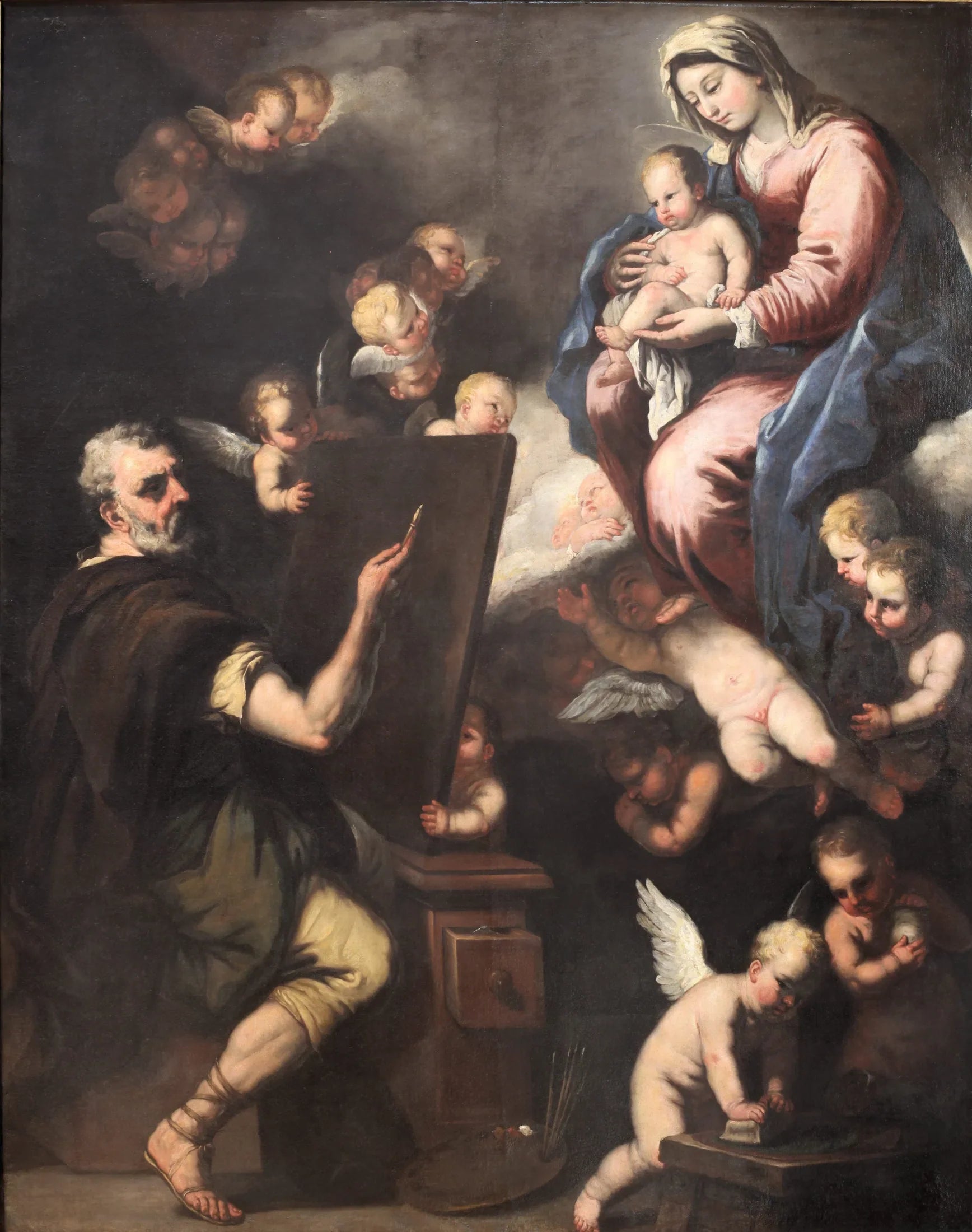 Saint Luc peignant la Vierge - Luca Giordano image 1 tableau peint à l’huile sur toile