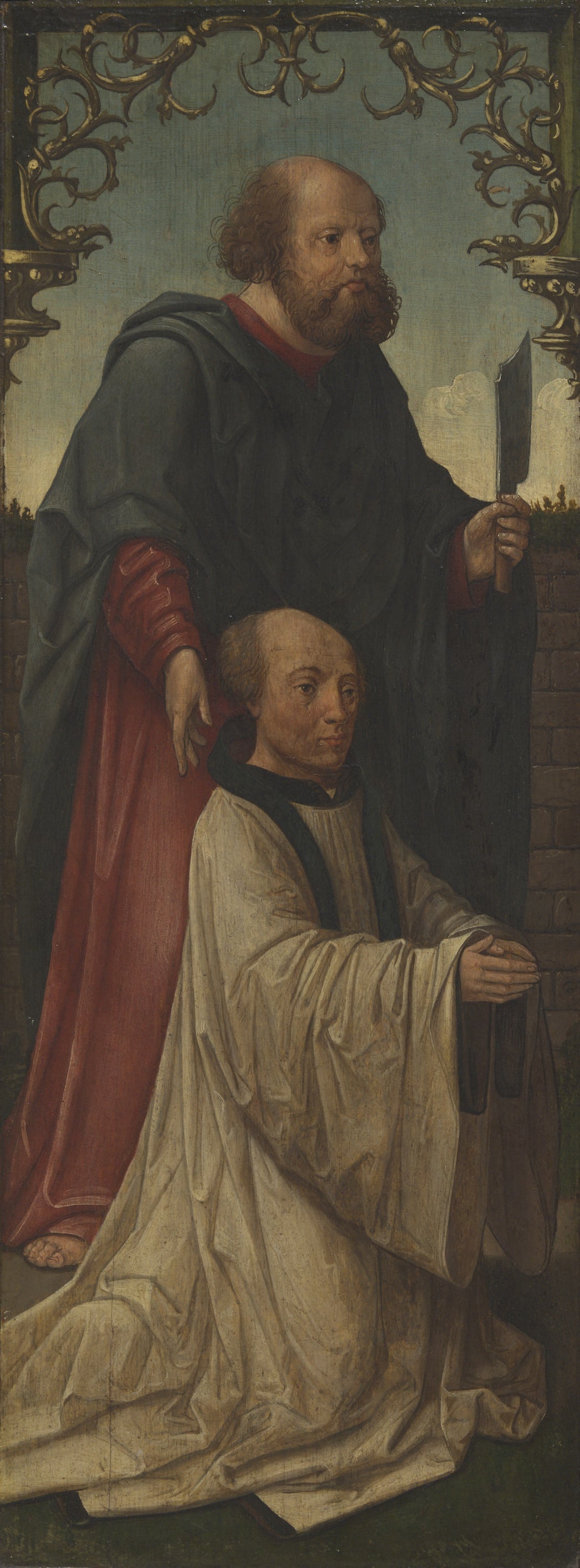 Saint Matthias (?) et un donateur ; Saint André (au revers) - Jacob Cornelisz van Oostsanen image 1 tableau peint à l’huile sur toile