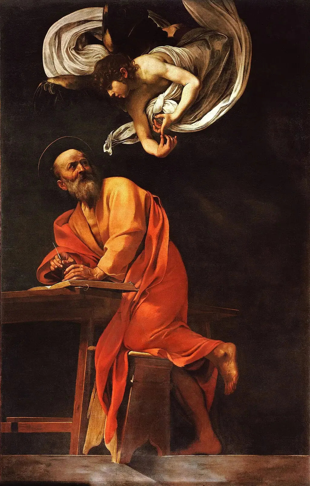 Saint Matthieu et l'Ange - Le Caravage image 1 copie de tableau peinte à la main