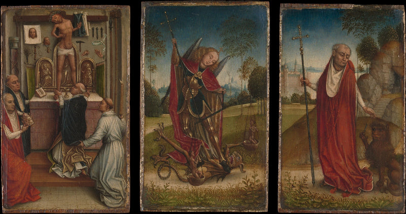 Saint Michel ; La Messe de Saint Grégoire ; Saint Jérôme - Master of the Saint Catherine Legend