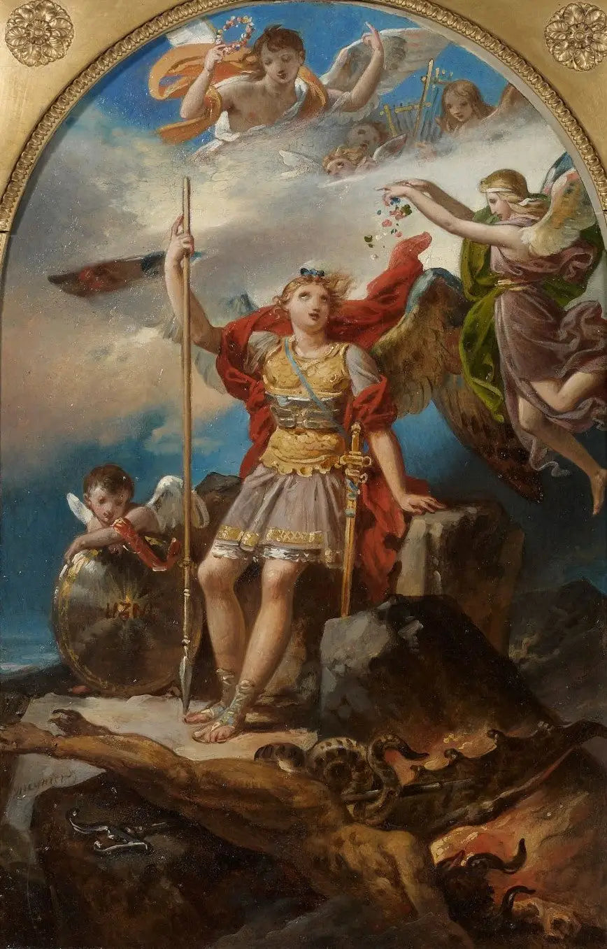Saint Michel terrassant le démon - Charles Meynier image 1 tableau peint à l’huile sur toile