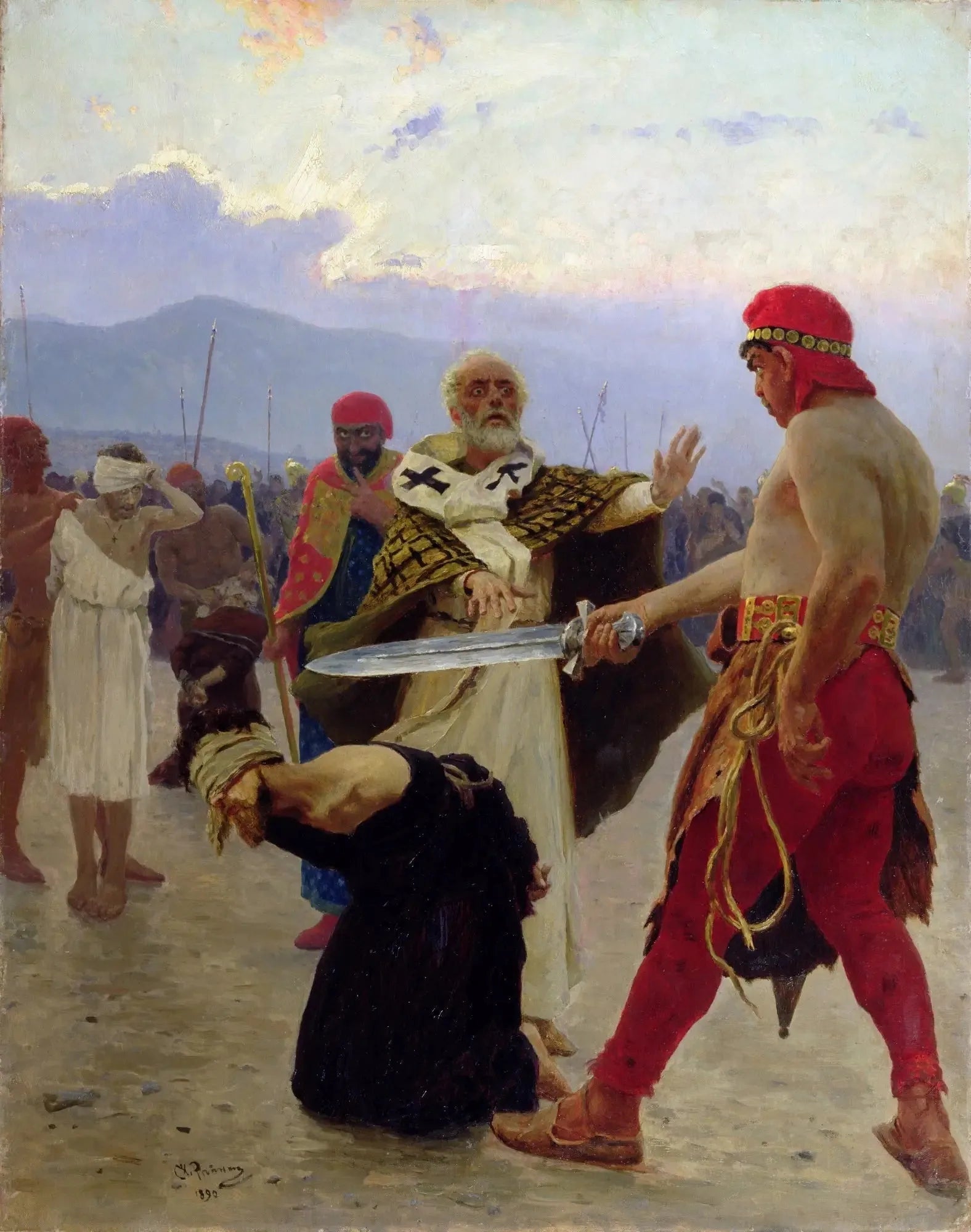 Saint Nicolas de Myre sauve trois innocents de la mort - Ilya Repin image 1 copie de tableau peinte à la main