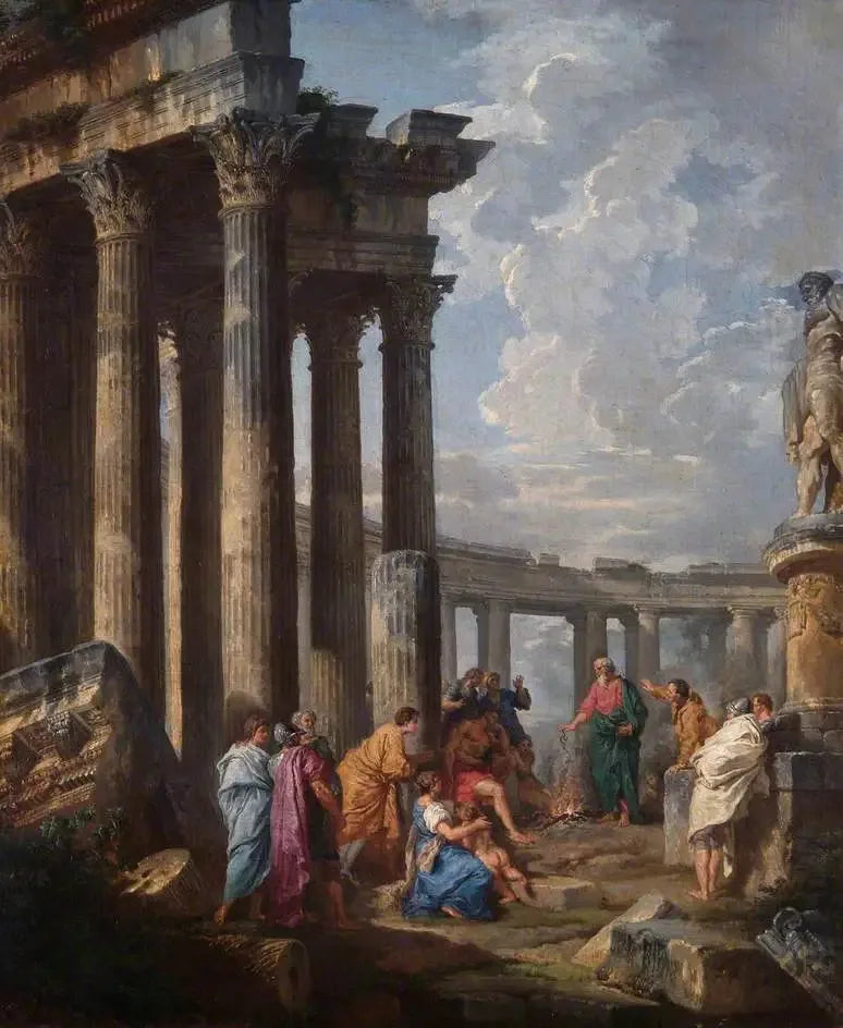 Saint Paul à Malte saisissant la vipère - Giovanni Paolo Panini image 1 copie de tableau peinte à la main