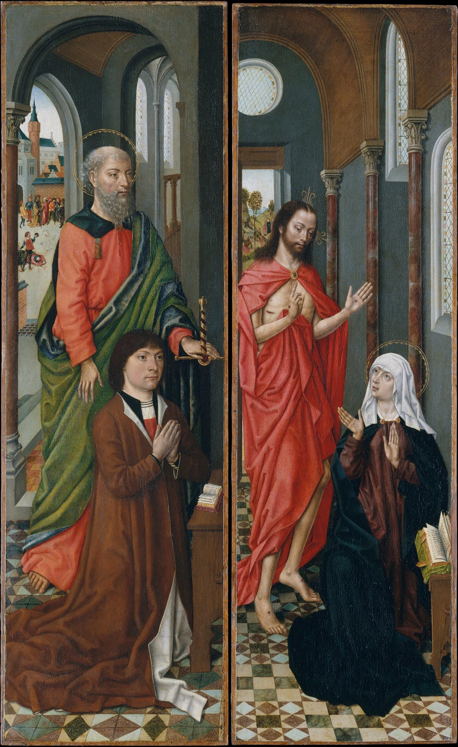 Saint Paul avec un donateur ; le Christ apparaissant à sa mère - Master of the Saint Ursula Legend