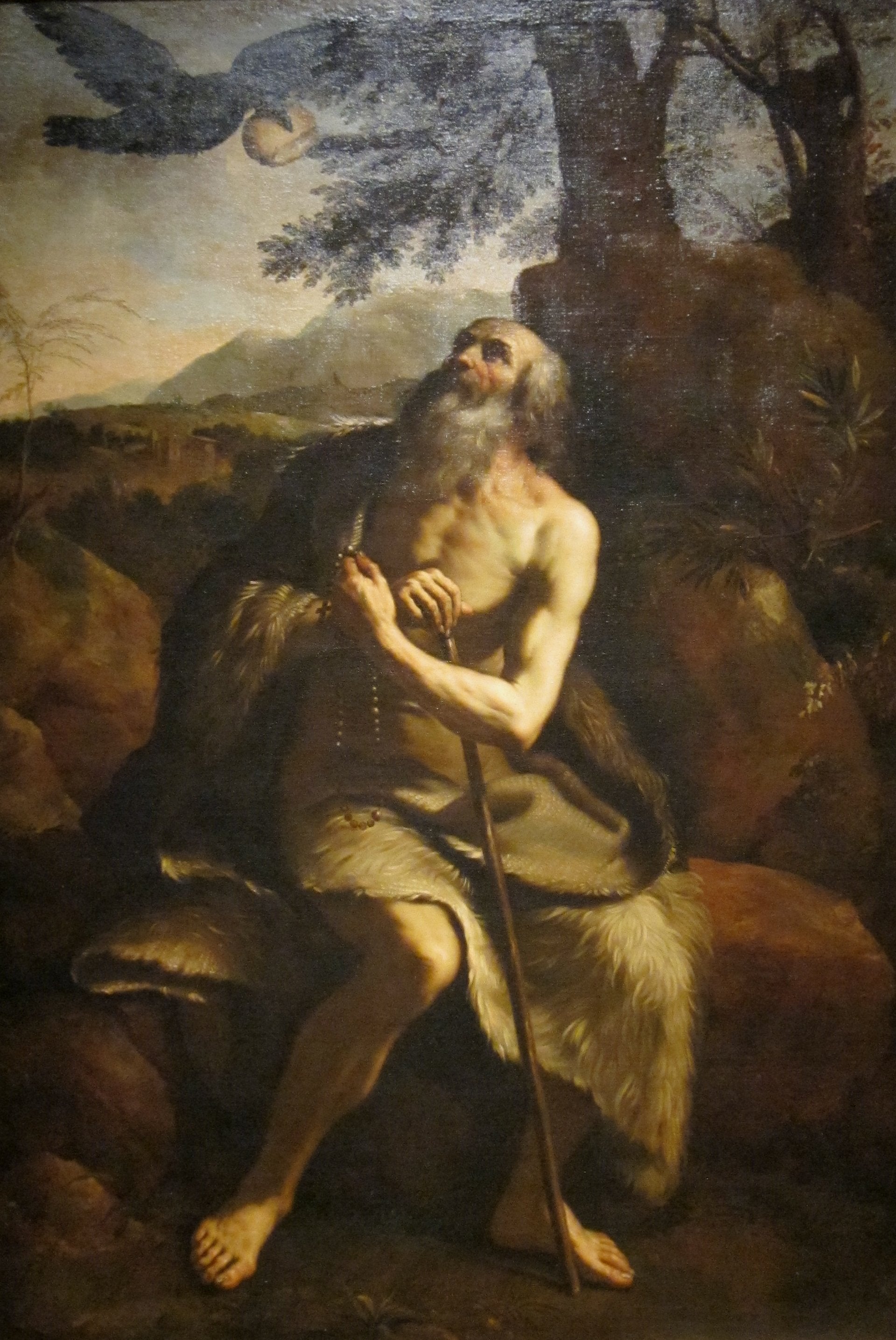 Saint Paul l'Ermite nourri par le corbeau - Guercino image 1 copie peinte à la main à l’huile